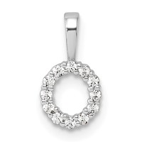 14K White Gold 0.12 Carat Lab Grown Diamond VS SI+ G+ Complete Letter O Intitial Pendant view 1