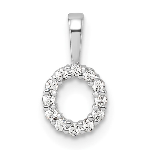 14K White Gold 0.12 Carat Lab Grown Diamond VS SI+ G+ Complete Letter O Intitial Pendant