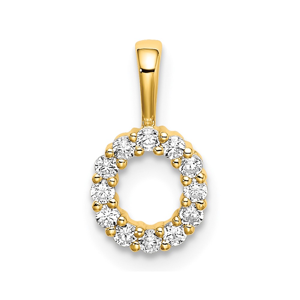 14K Yellow Gold 0.12 Carat Lab Grown Diamond VS SI+ G+ Complete Letter O Intitial Pendant