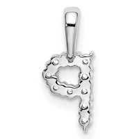 14K White Gold 0.10 Carat Lab Grown Diamond VS SI+ G+ Complete Letter P Initial Pendant view 3