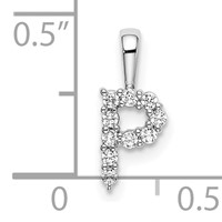 14K White Gold 0.10 Carat Lab Grown Diamond VS SI+ G+ Complete Letter P Initial Pendant view 4