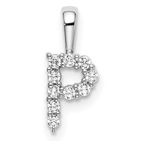 14K White Gold 0.10 Carat Lab Grown Diamond VS SI+ G+ Complete Letter P Initial Pendant view 1