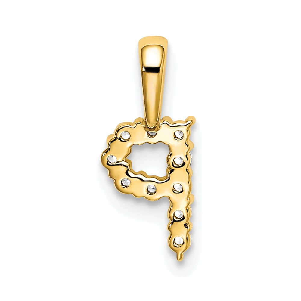 14k 1/10 carat Lab Grown Diamond VS/SI+ G+ Complete Letter P Initial Pendant (PM6988P-010-YLG)