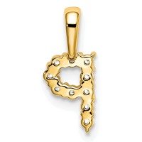 14K Yellow Gold 0.10 Carat Lab Grown Diamond VS SI+ G+ Complete Letter P Initial Pendant view 3
