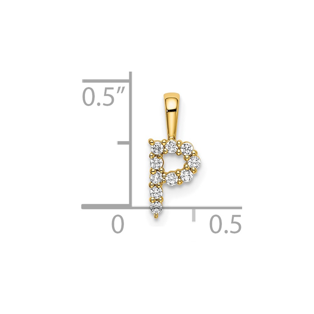 14k 1/10 carat Lab Grown Diamond VS/SI+ G+ Complete Letter P Initial Pendant (PM6988P-010-YLG)