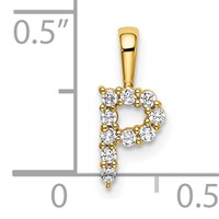14K Yellow Gold 0.10 Carat Lab Grown Diamond VS SI+ G+ Complete Letter P Initial Pendant view 4