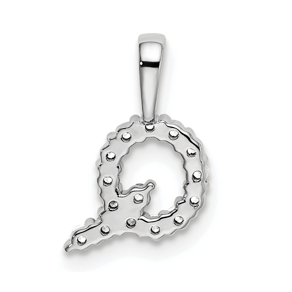 14k White Gold 1/6 carat Lab Grown Diamond VS/SI+ G+ Complete Letter Q Initial Pendant (PM6988Q-015-WLG)