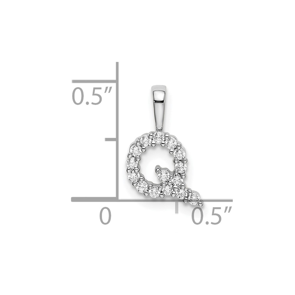 14k White Gold 1/6 carat Lab Grown Diamond VS/SI+ G+ Complete Letter Q Initial Pendant (PM6988Q-015-WLG)