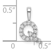 14K White Gold 0.17 Carat Lab Grown Diamond VS SI+ G+ Complete Letter Q Initial Pendant view 4