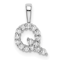 14K White Gold 0.17 Carat Lab Grown Diamond VS SI+ G+ Complete Letter Q Initial Pendant view 1