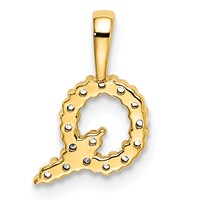 14K Yellow Gold 0.17 Carat Lab Grown Diamond VS SI+ G+ Complete Letter Q Initial Pendant view 3