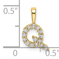 14K Yellow Gold 0.17 Carat Lab Grown Diamond VS SI+ G+ Complete Letter Q Initial Pendant view 4