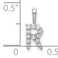 14K White Gold 0.12 Carat Lab Grown Diamond VS SI+ G+ Complete Letter R Initial Pendant view 4