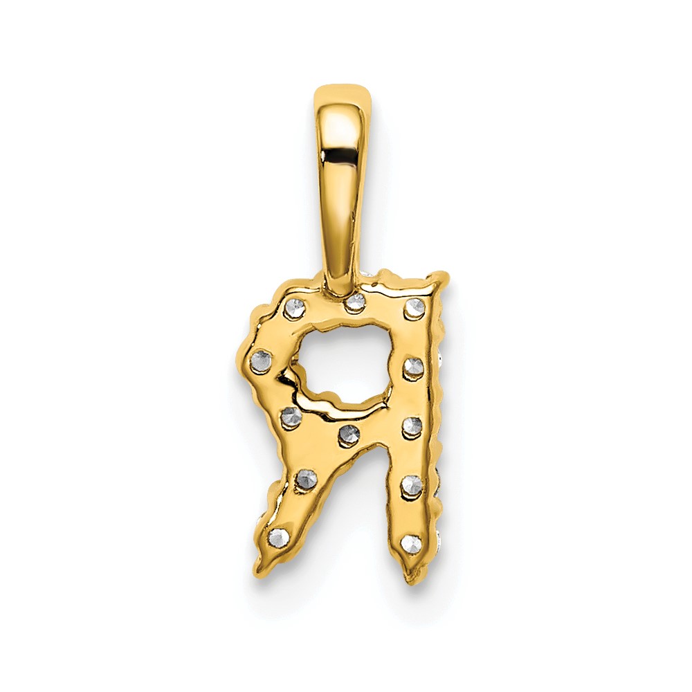 14k 1/8 carat Lab Grown Diamond VS/SI+ G+ Complete Letter R Initial Pendant (PM6988R-013-YLG)
