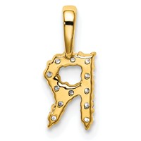 14K Yellow Gold 0.12 Carat Lab Grown Diamond VS SI+ G+ Complete Letter R Initial Pendant view 3