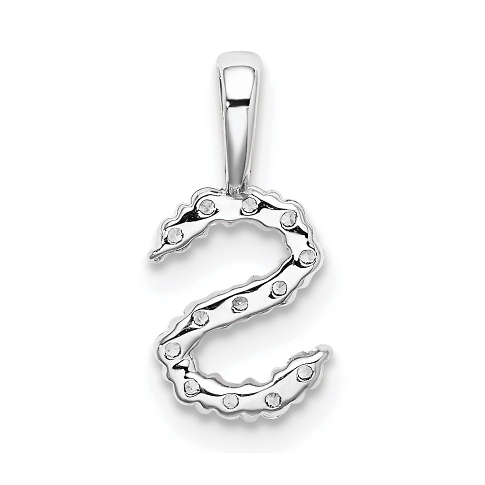 14k White Gold 1/8 carat Lab Grown Diamond VS/SI+ G+ Complete Letter S Initial Pendant (PM6988S-013-WLG)