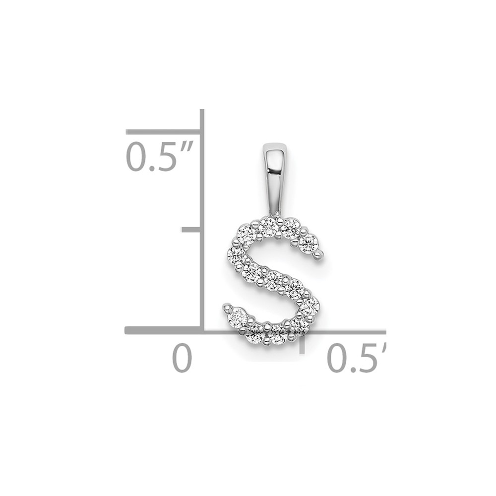 14k White Gold 1/8 carat Lab Grown Diamond VS/SI+ G+ Complete Letter S Initial Pendant (PM6988S-013-WLG)