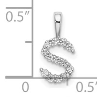 14K White Gold 0.12 Carat Lab Grown Diamond VS SI+ G+ Complete Letter S Initial Pendant view 4