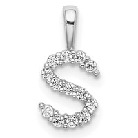 14K White Gold 0.12 Carat Lab Grown Diamond VS SI+ G+ Complete Letter S Initial Pendant view 1