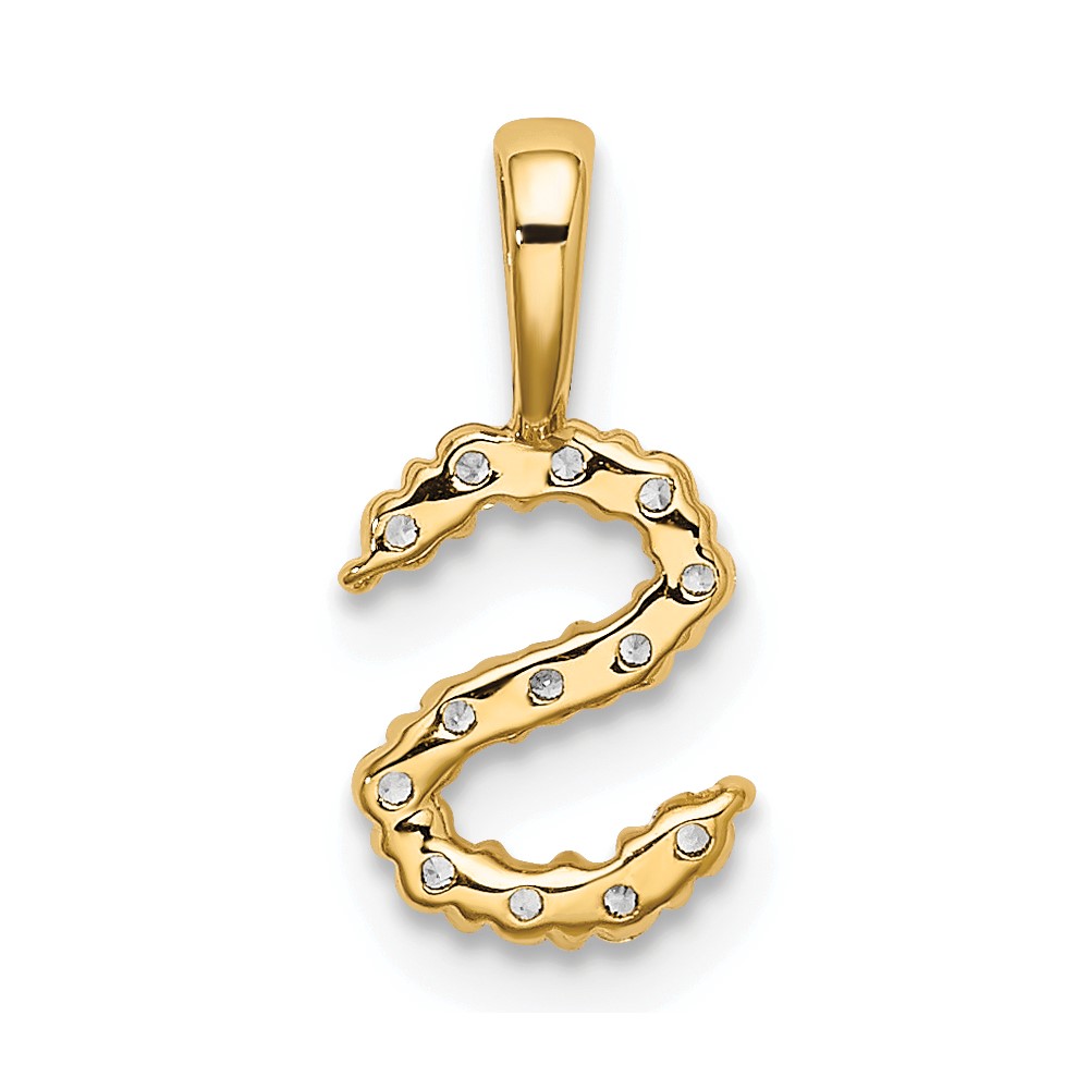 14k 1/8 carat Lab Grown Diamond VS/SI+ G+ Complete Letter S Initial Pendant (PM6988S-013-YLG)