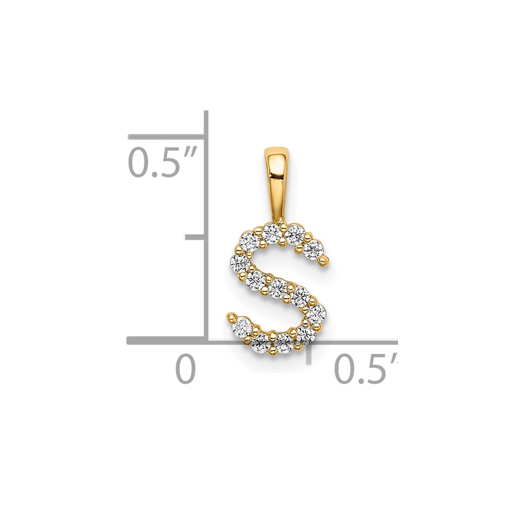 14k 1/8 carat Lab Grown Diamond VS/SI+ G+ Complete Letter S Initial Pendant (PM6988S-013-YLG)