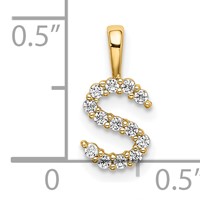 14K Yellow Gold 0.12 Carat Lab Grown Diamond VS SI+ G+ Complete Letter S Initial Pendant view 4