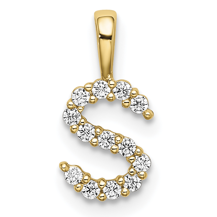 14k 1/8 carat Lab Grown Diamond VS/SI+ G+ Complete Letter S Initial Pendant (PM6988S-013-YLG)