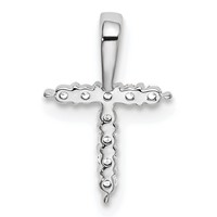 14K White Gold 0.10 Carat Lab Grown Diamond VS SI+ G+ Complete Letter T Initial Pendant view 3