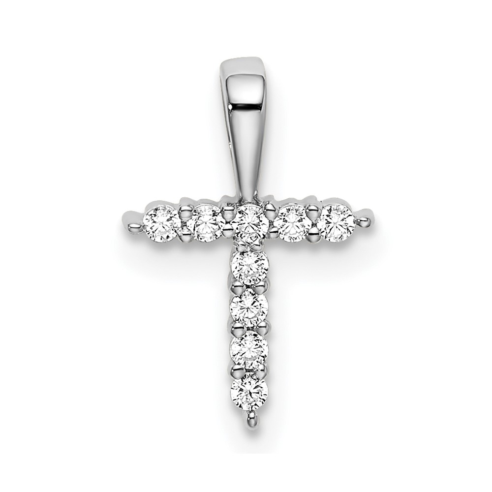 14K White Gold 0.10 Carat Lab Grown Diamond VS SI+ G+ Complete Letter T Initial Pendant