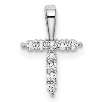 14K White Gold 0.10 Carat Lab Grown Diamond VS SI+ G+ Complete Letter T Initial Pendant view 1