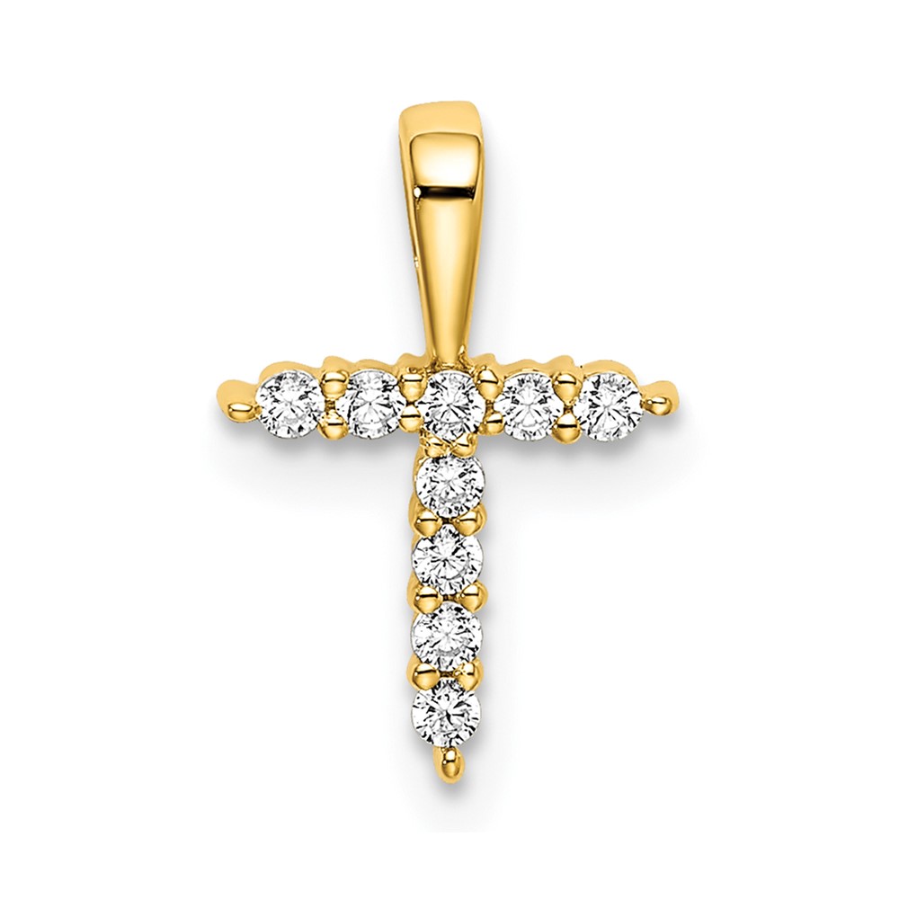 14K Yellow Gold 0.10 Carat Lab Grown Diamond VS SI+ G+ Complete Letter T Initial Pendant