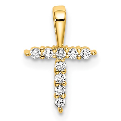 14K Yellow Gold 0.10 Carat Lab Grown Diamond VS SI+ G+ Complete Letter T Initial Pendant