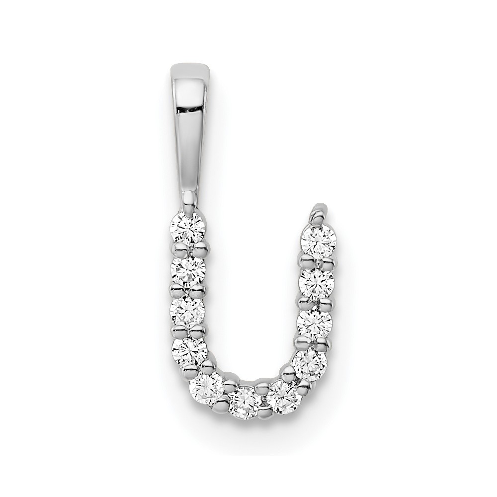 14K White Gold 0.12 Carat Lab Grown Diamond VS SI+ G+ Complete Letter U Initial Pendant