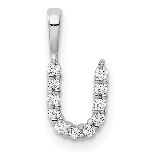 14K White Gold 0.12 Carat Lab Grown Diamond VS SI+ G+ Complete Letter U Initial Pendant