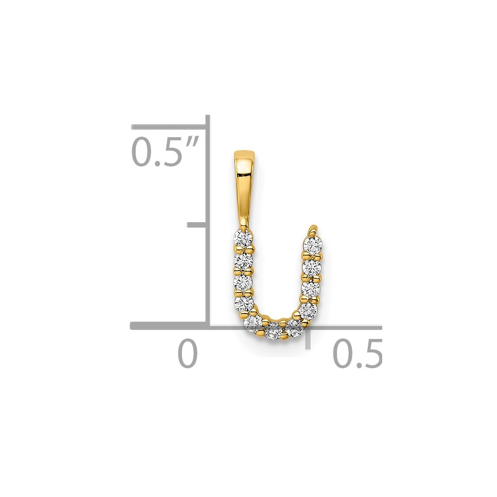14k 1/8 carat Lab Grown Diamond VS/SI+ G+ Complete Letter U Initial Pendant (PM6988U-011-YLG)