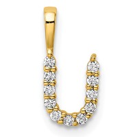 14K Yellow Gold 0.12 Carat Lab Grown Diamond VS SI+ G+ Complete Letter U Initial Pendant view 1