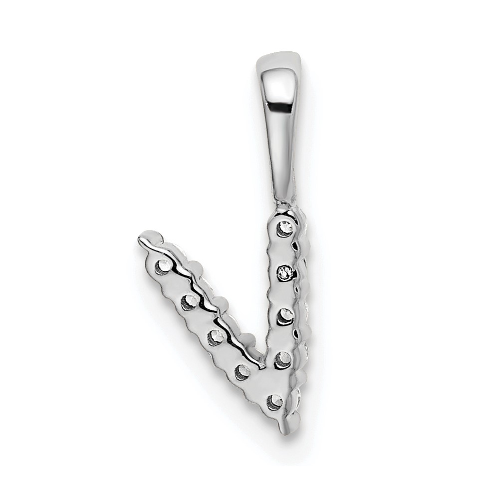 14k White Gold 1/10 carat Lab Grown Diamond VS/SI+ G+ Complete Letter V Initial Pendant (PM6988V-009-WLG)