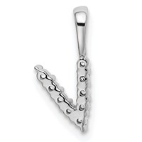 14K White Gold 0.10 Carat Lab Grown Diamond VS SI+ G+ Complete Letter V Initial Pendant view 3