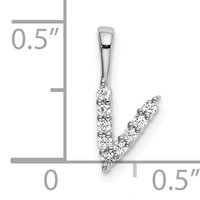 14K White Gold 0.10 Carat Lab Grown Diamond VS SI+ G+ Complete Letter V Initial Pendant view 4