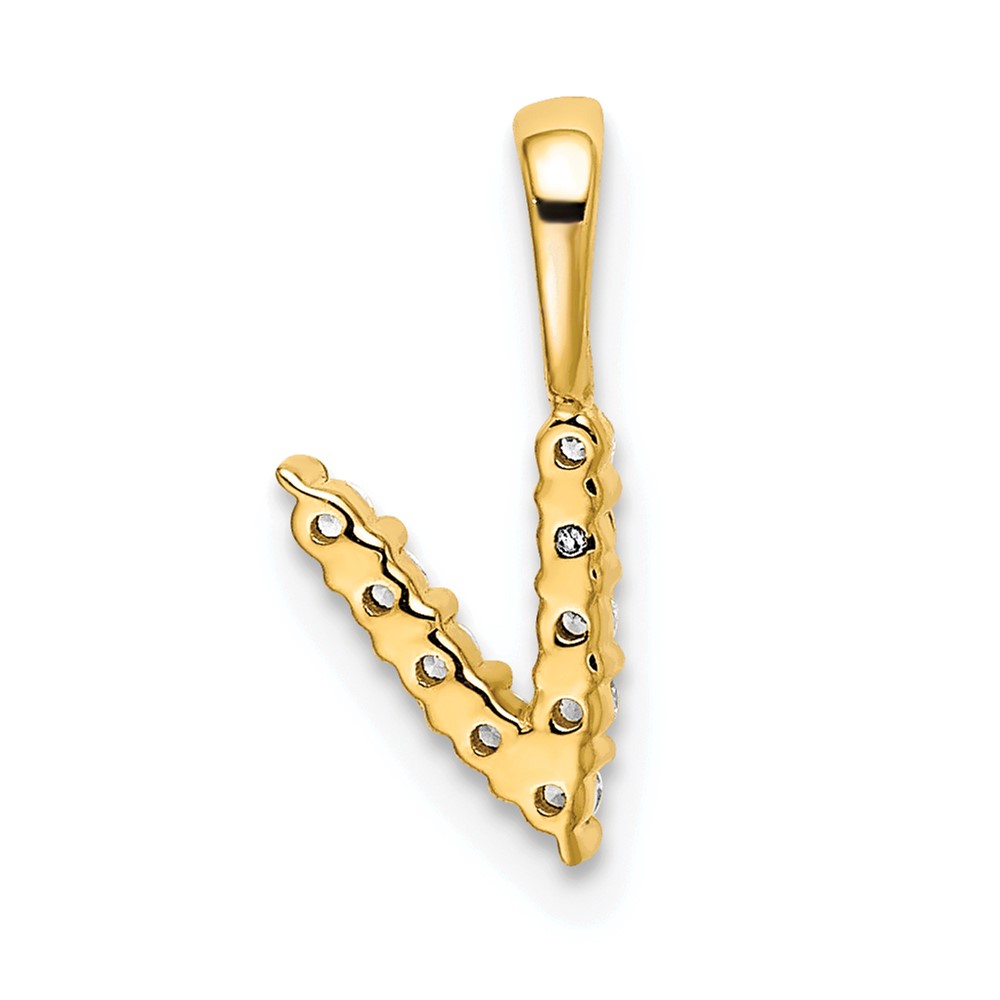 14k 1/10 carat Lab Grown Diamond VS/SI+ G+ Complete Letter V Initial Pendant (PM6988V-009-YLG)