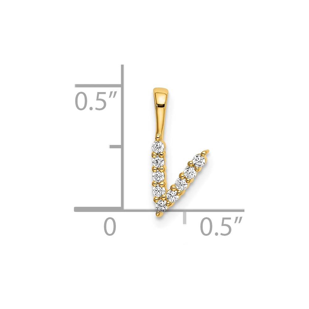 14k 1/10 carat Lab Grown Diamond VS/SI+ G+ Complete Letter V Initial Pendant (PM6988V-009-YLG)