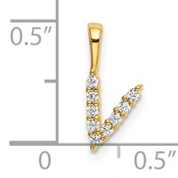 14K Yellow Gold 0.10 Carat Lab Grown Diamond VS SI+ G+ Complete Letter V Initial Pendant view 4