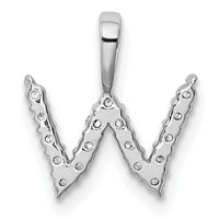 14K White Gold 0.17 Carat Lab Grown Diamond VS SI+ G+ Complete Letter W Initial Pendant view 3