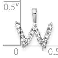 14K White Gold 0.17 Carat Lab Grown Diamond VS SI+ G+ Complete Letter W Initial Pendant view 4