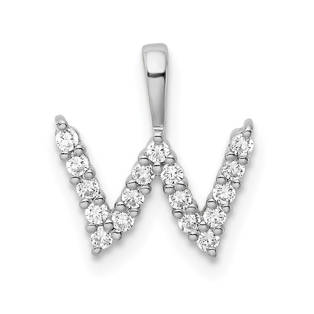 14K White Gold 0.17 Carat Lab Grown Diamond VS SI+ G+ Complete Letter W Initial Pendant