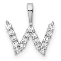 14K White Gold 0.17 Carat Lab Grown Diamond VS SI+ G+ Complete Letter W Initial Pendant view 1