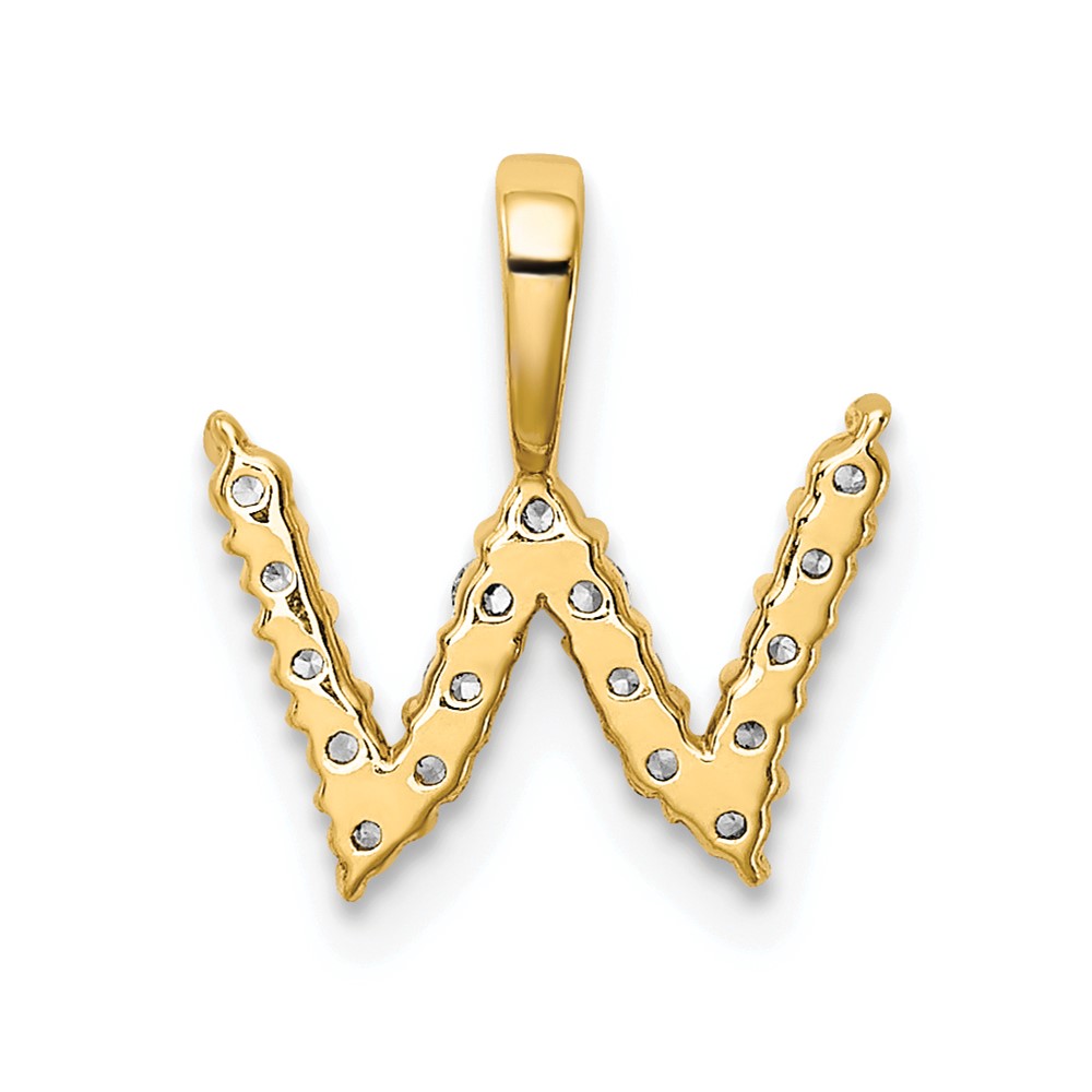 14k 1/6 carat Lab Grown Diamond VS/SI+ G+ Complete Letter W Initial Pendant (PM6988W-017-YLG)