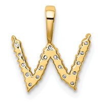 14K Yellow Gold 0.17 Carat Lab Grown Diamond VS SI+ G+ Complete Letter W Initial Pendant view 3