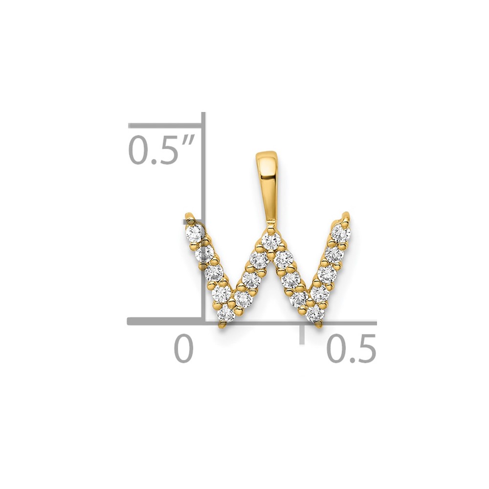 14k 1/6 carat Lab Grown Diamond VS/SI+ G+ Complete Letter W Initial Pendant (PM6988W-017-YLG)