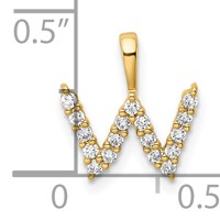 14K Yellow Gold 0.17 Carat Lab Grown Diamond VS SI+ G+ Complete Letter W Initial Pendant view 4